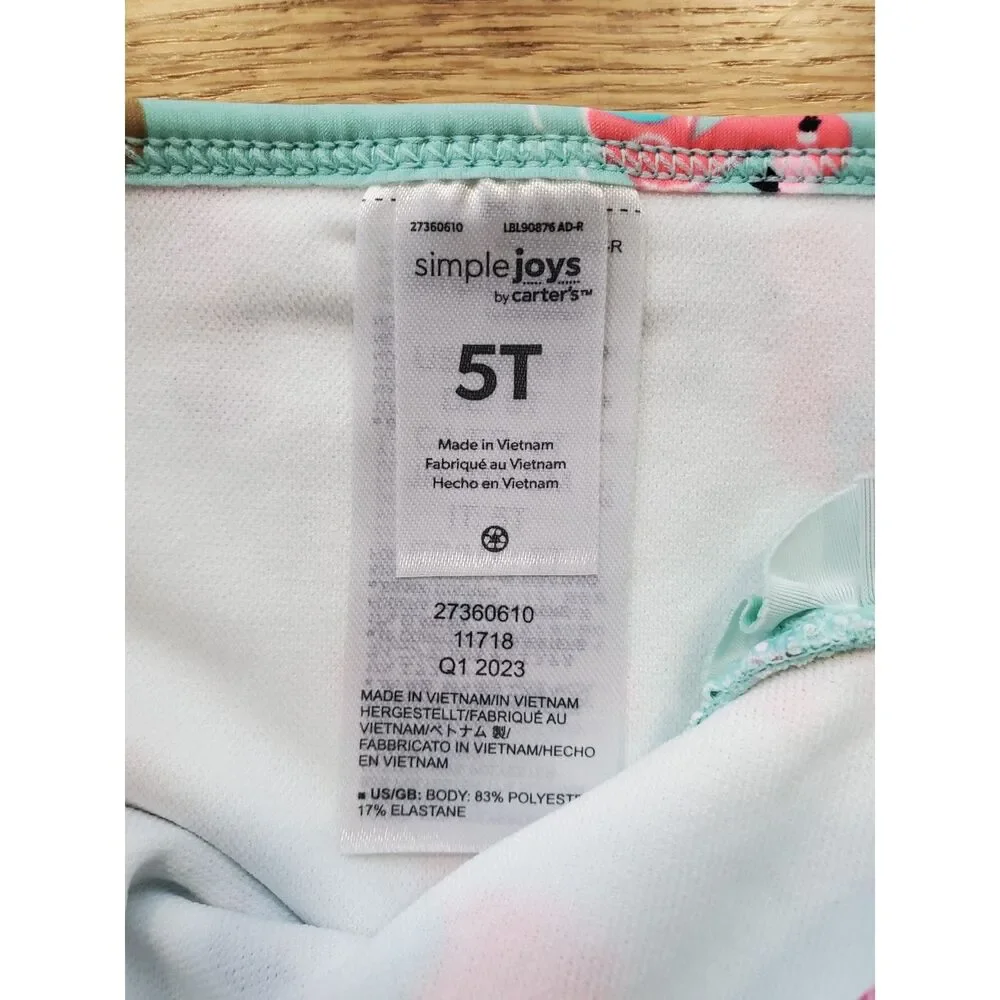 Simple Joys by Carter's 5T Swimsuit Long Sleeve 2 Pieces Mermaid New